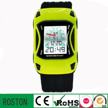 Forme de voiture de bande dessinée de mode enfants Kids Digital Watch